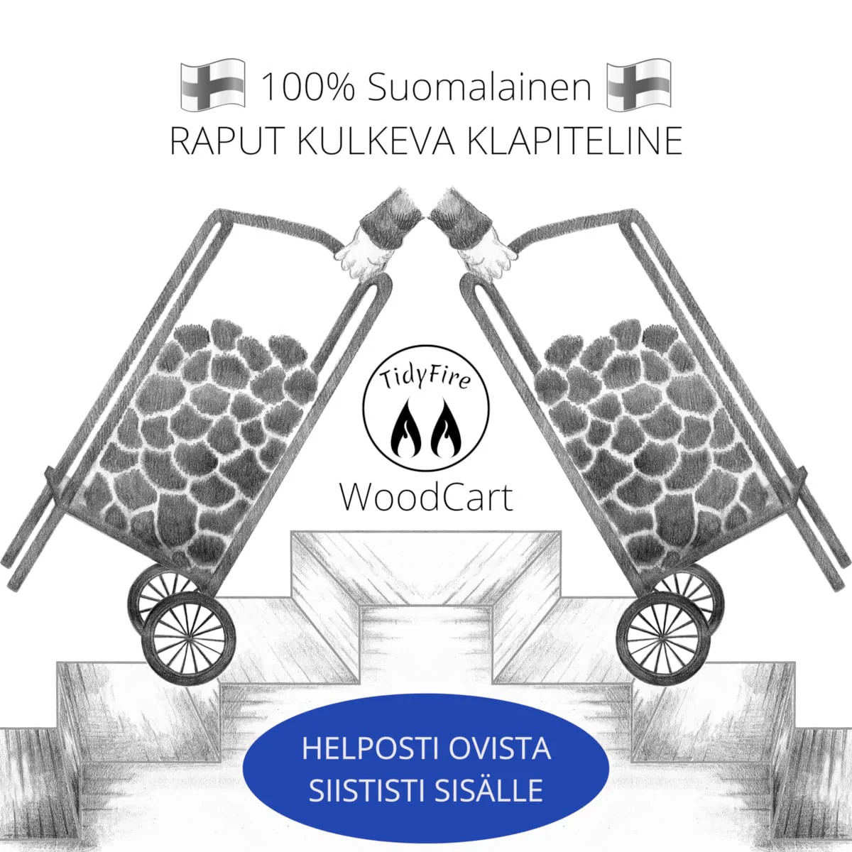 WOODCART POLTTOPUUKÄRRYT VALKOISET
