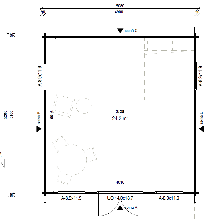 VIERASMAJA, V-XXL (25M²)
